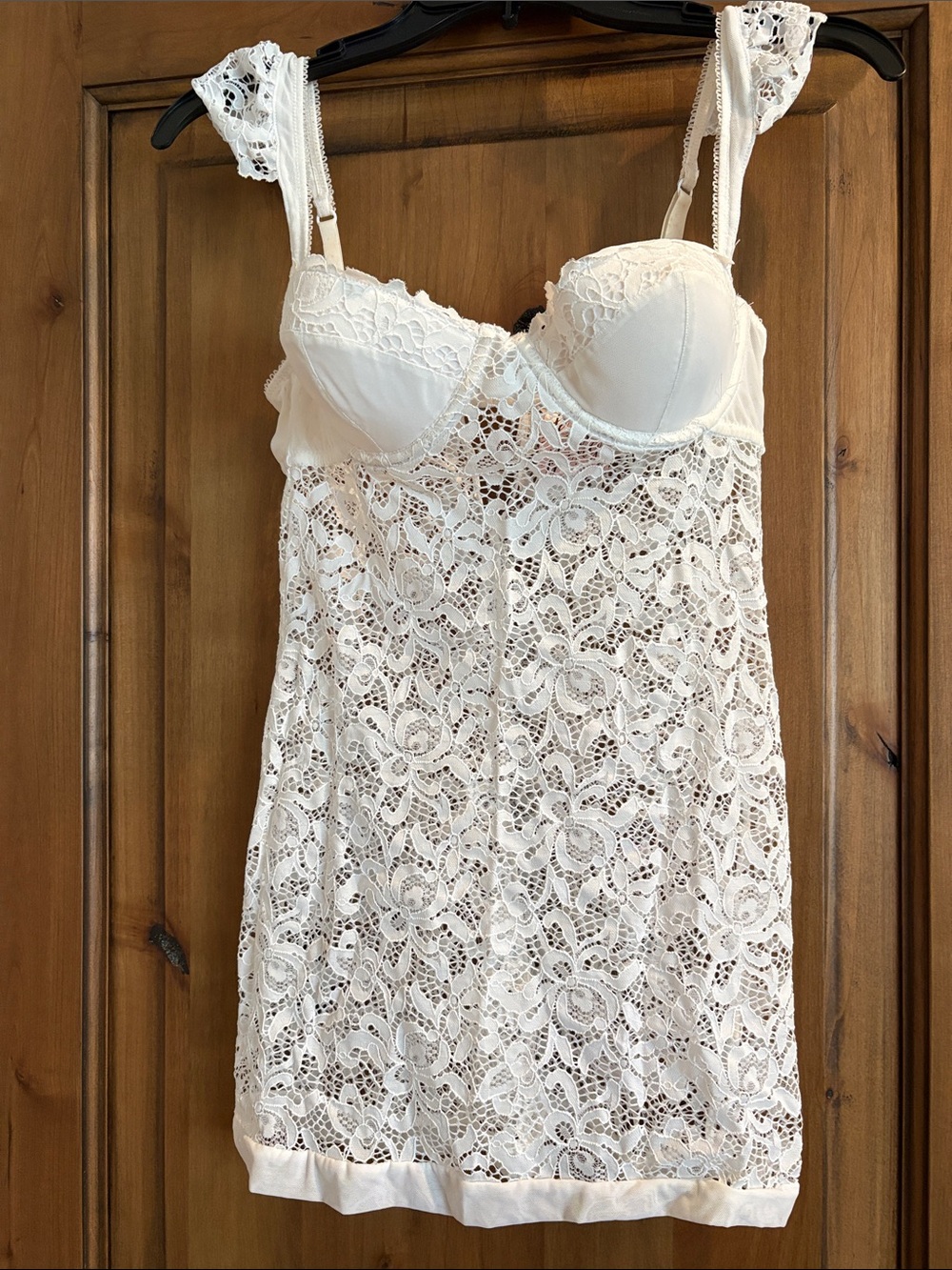 Victoria's Secret White Lace Chemise with Built-In Cups